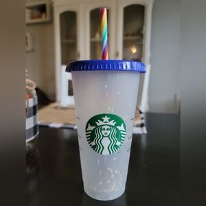 Starbucks confetti cold Cup with Rainbow Straw